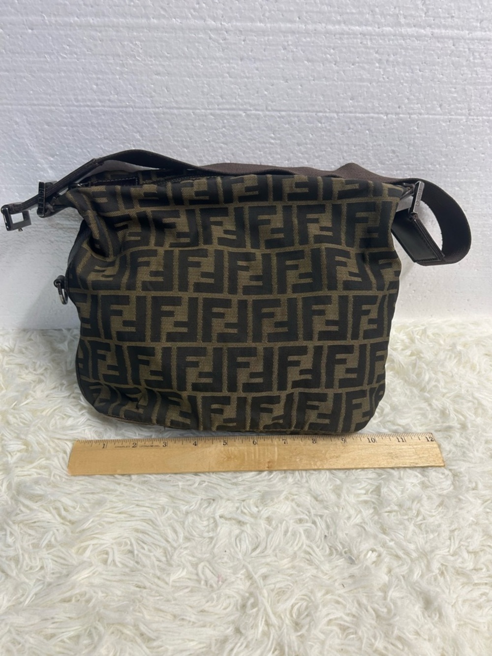 Fendi Brown FF Logo Messenger Bag - Picture 3 of 14